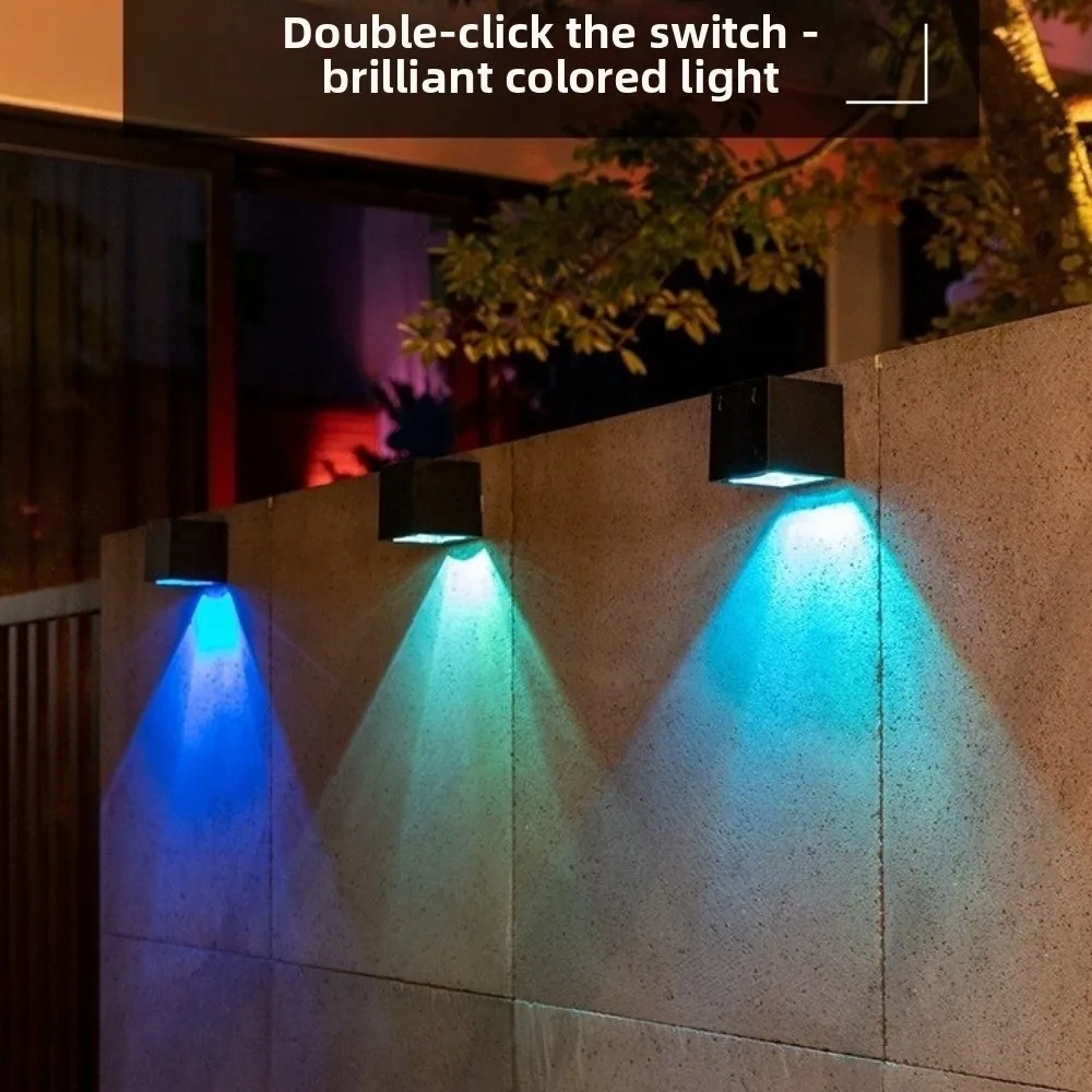 أضواء الجدار الشمسية اللاسلكية IP65 للماء تصميم مربع الجدار مصباح توفير الطاقة الإضاءة الزخرفية في الهواء الطلق حديقة الخفيفة