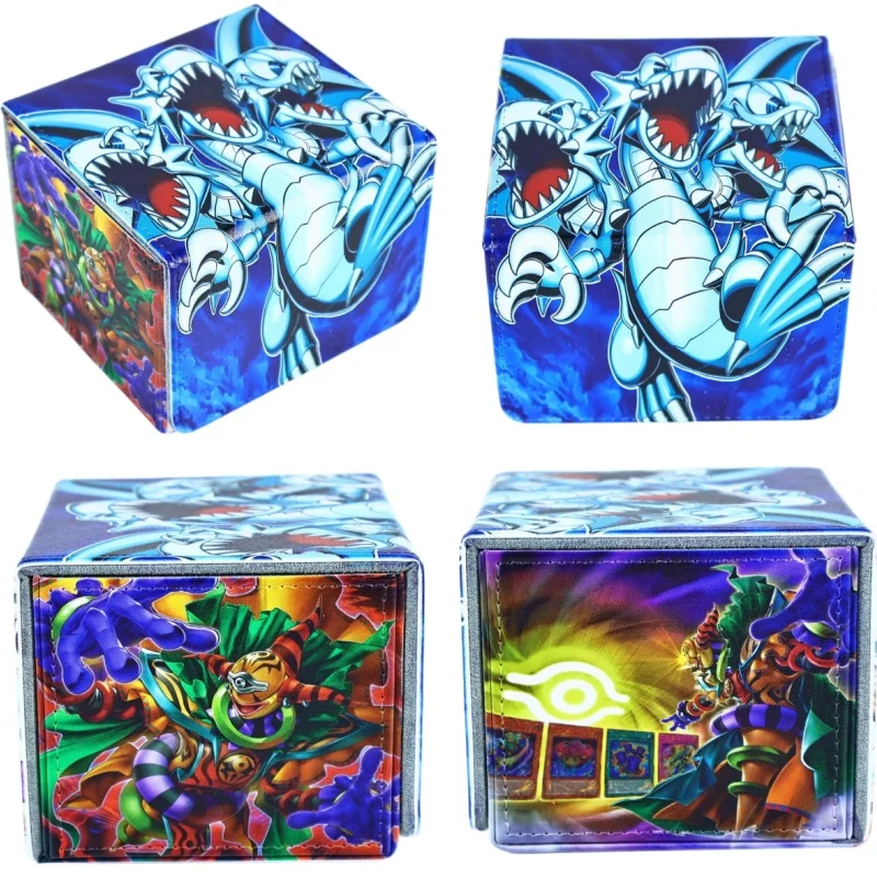 Yu-Gi-Oh! Caixa de Armazenamento de Cartas de Jogo de Tabuleiro Magnética de Couro DIY Blue-Eyes Toon Ultimate Dragon para Coleção de Cartas PTCG OPCG TCG