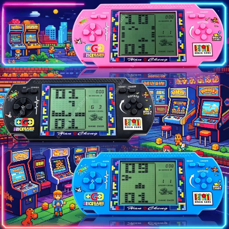 Classic Large Screen Tetris Electronic Game Console Retro Handheld Game Player Nostalgic Puzzle Toys for Kids