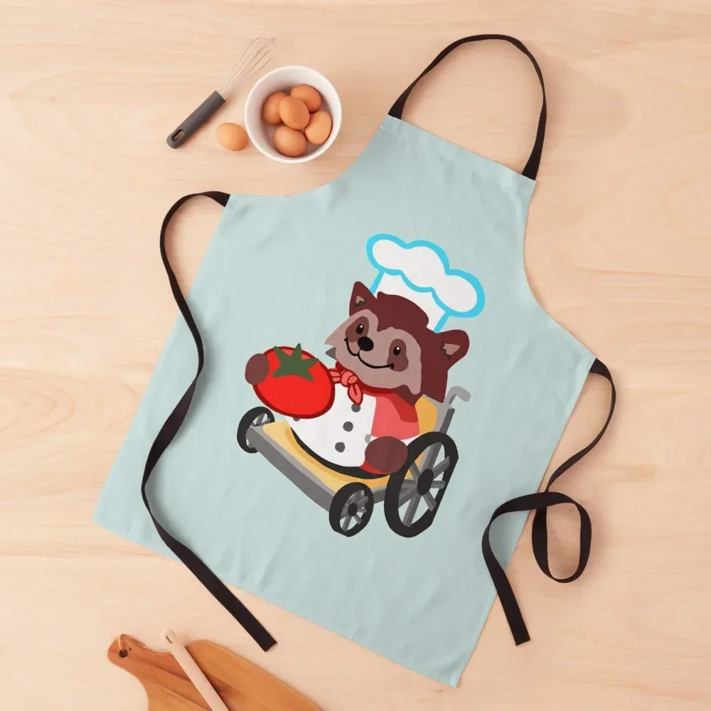 Cute Overcooked Wheelchair Raccoon Chef Gift Boy Girl Apron For Cosmetologist Kitchen Apron