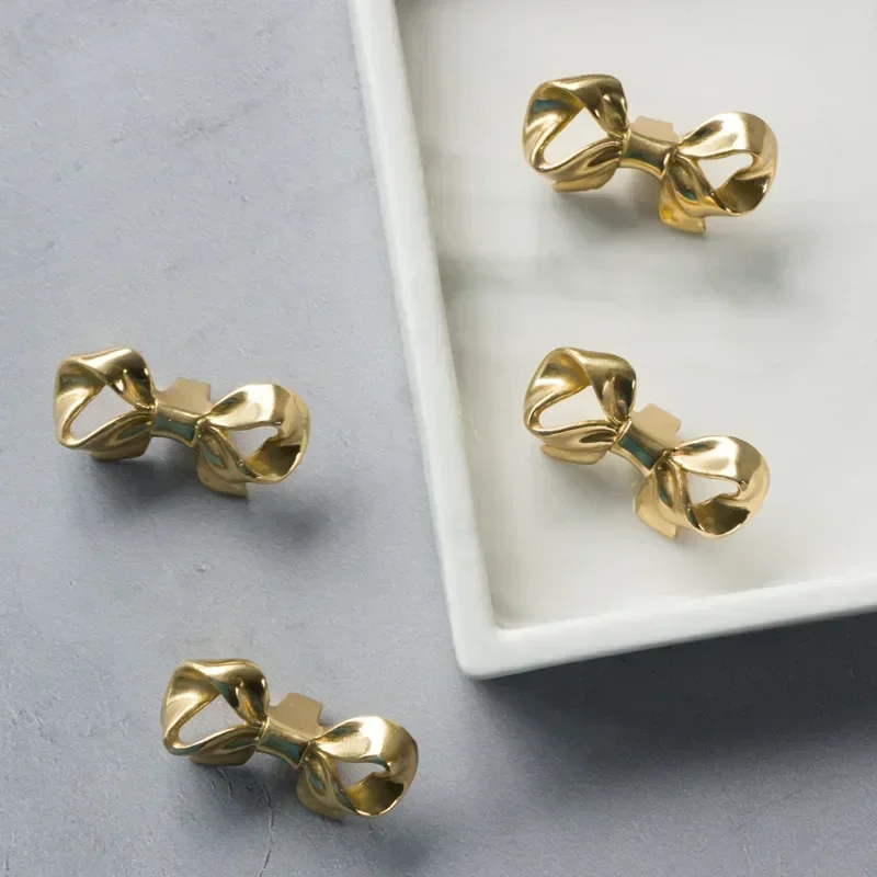 European Style Bowknot Wardrobe Closet Cupboard Door Shoe Drawer Knobs Brass Bow Tie Cabinet Handle Furniture Handles Pulls