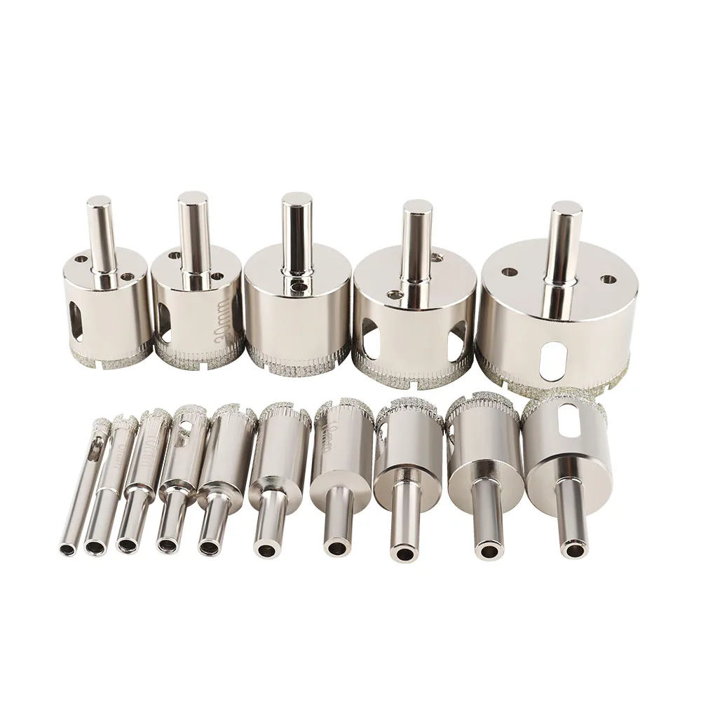 15 Pcs 6-50mm Glass Hole Saw Diamond Coated Drill Bits Drilling Crown for Tile Marble Ceramic Power Tools