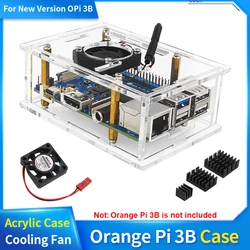 New Orange Pi 3B Acrylic Case Transparent Shell Active Passive Cooler Optional Cooling Fan Aluminum Heatsink for Orange Pi 3B