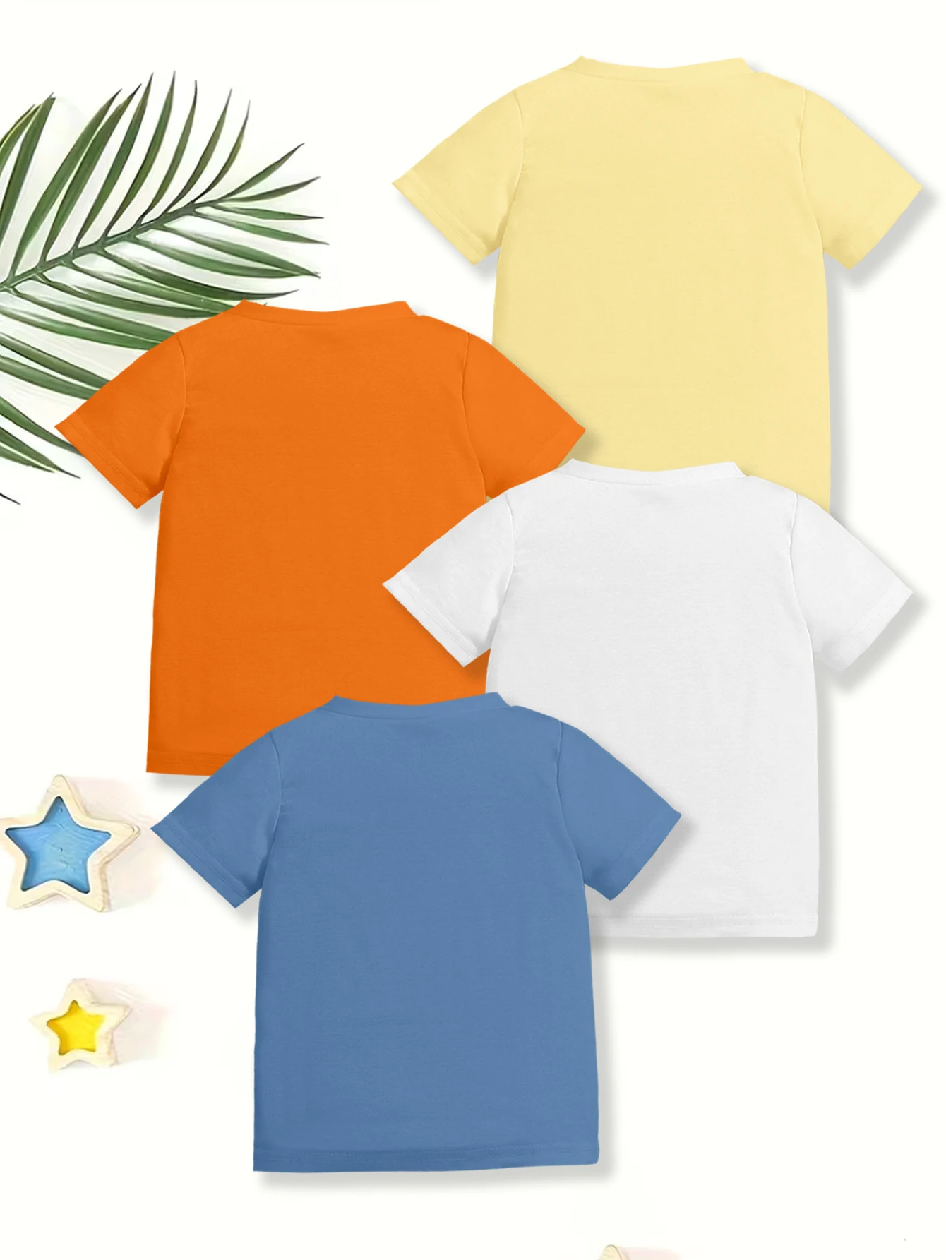 4 pieces: Boys Daily Casual T-shirt Cherry Sports Car English Print Summer Tee