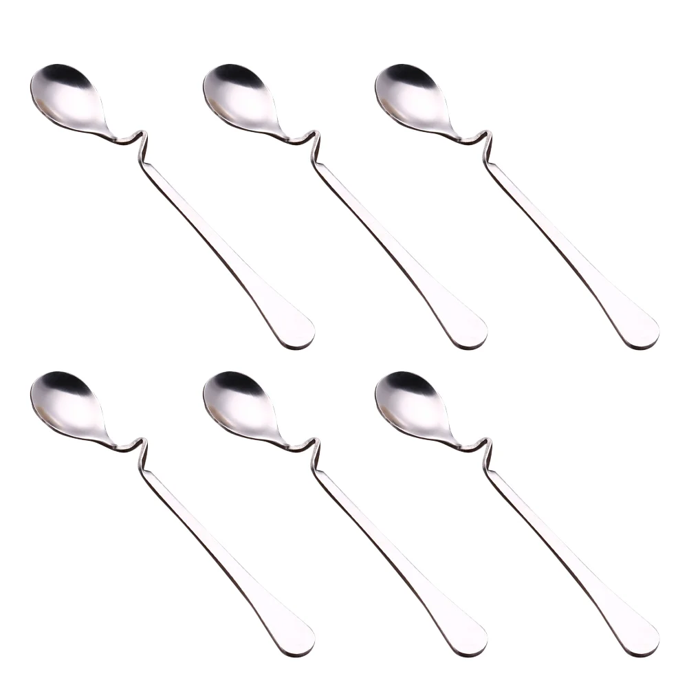 6 Pcs S-shaped Coffee Spoon Stainless Steel Stirrers Stirring Honey Mixing Spoons