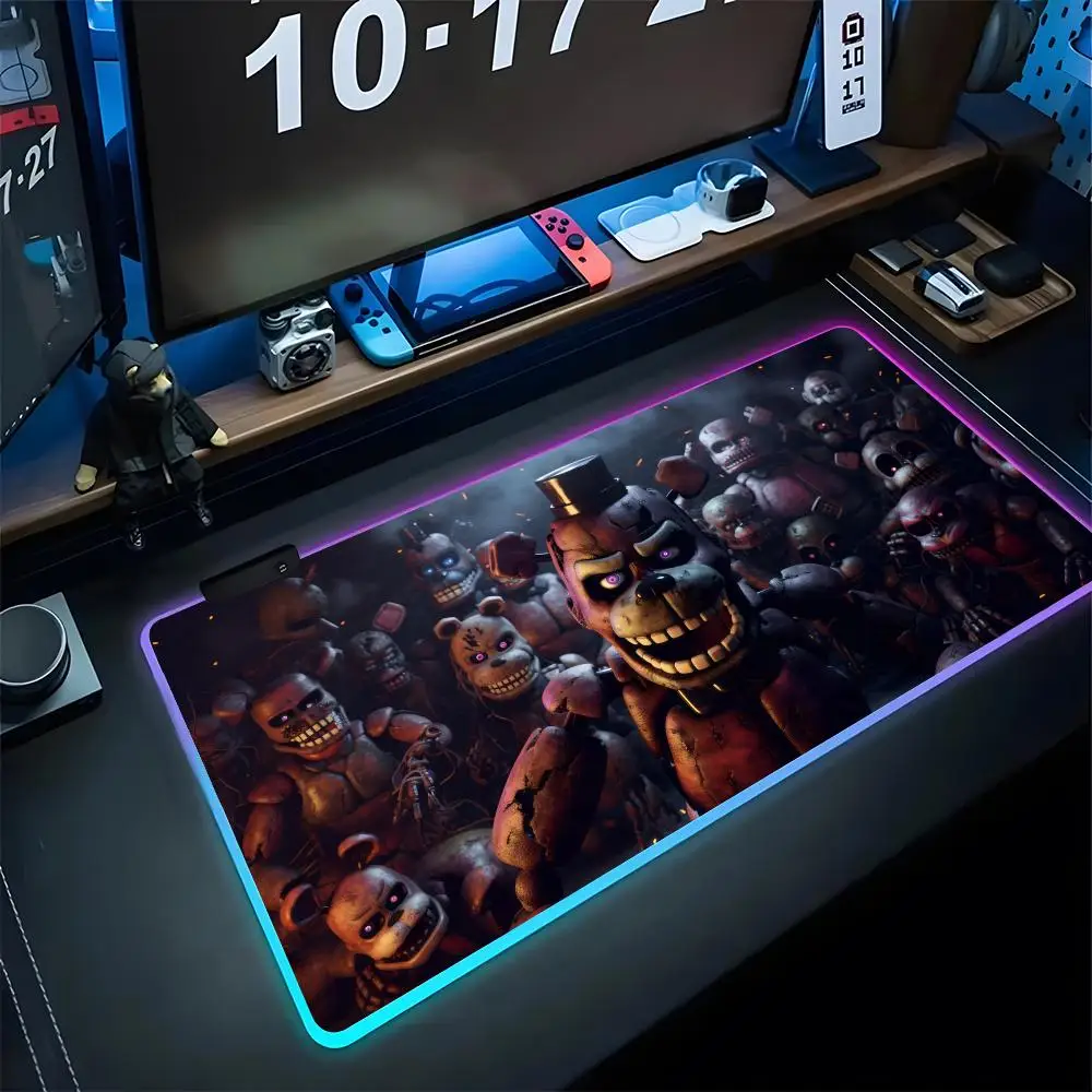 

F-Fnaf F-Five-nights-At-FreddysES Mouse Pad Gaming Rgb Mousepad Backlit Keyboard Gamer Girl Xxl Laptop Mat Table Pads Cute Deskp