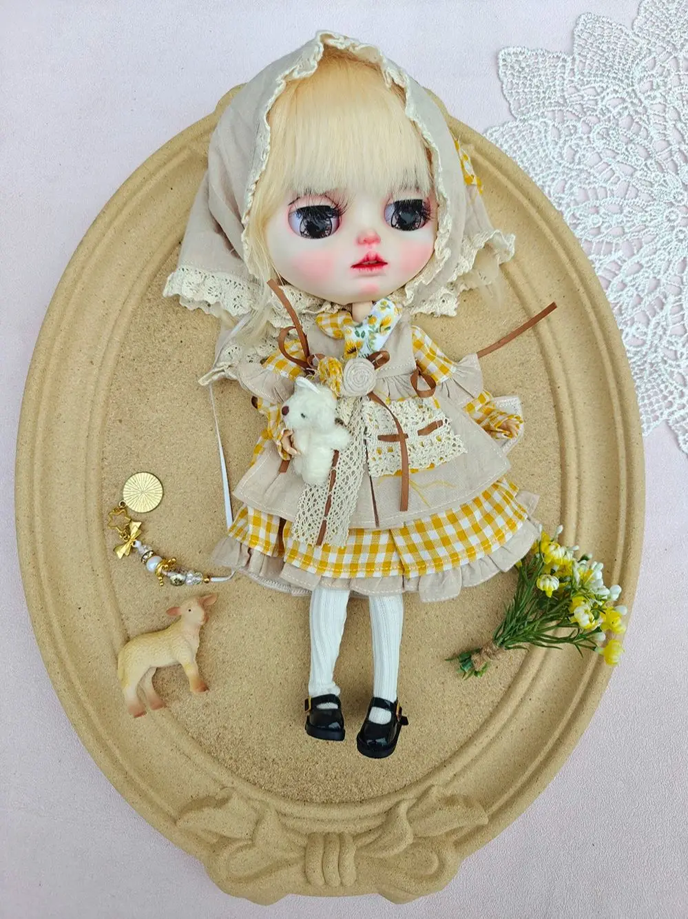 Handmade blythe doll clothes  Lace Vintage Dress  for Blythe Doll OB22 OB24 AZONE Compatible Doll Clothes blythe accessories