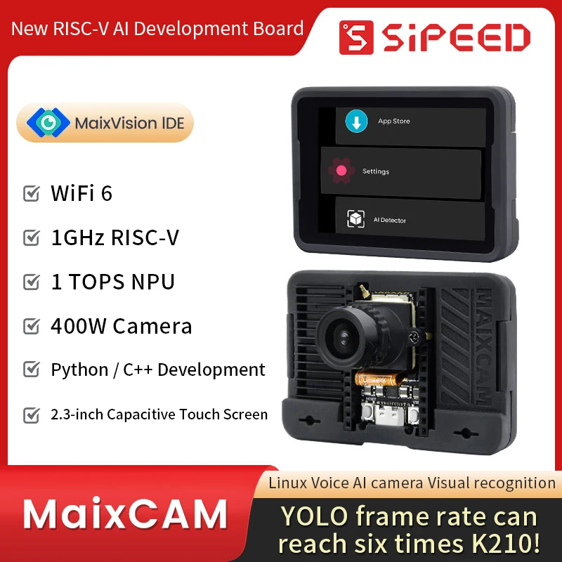 Sipeed MaixCAM 1GHz RISC-V C906 Development Board AI Visual Audio Serial Port Support WIFI6 1 TOP NPU Python/C++ 400W Camera