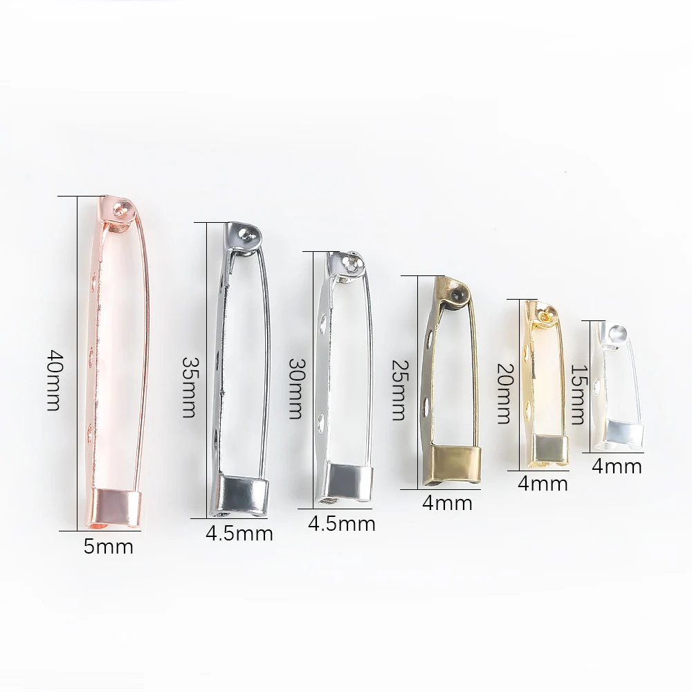 20pcs 15-40mm Safety Pins Brooch base Findings Brooch Clip Pins Blank Base For Jewelry Making DIY Clothing Accessories