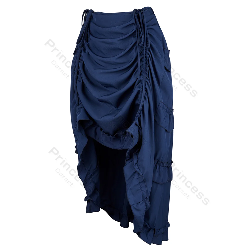 Steampunk Rok Plus Size Pirate Kostuum Trekkoord Jurk Vrouwen Hoge Lage Rok Maxi Onregelmatige Rok Harajuku Bruin Blauw Geel