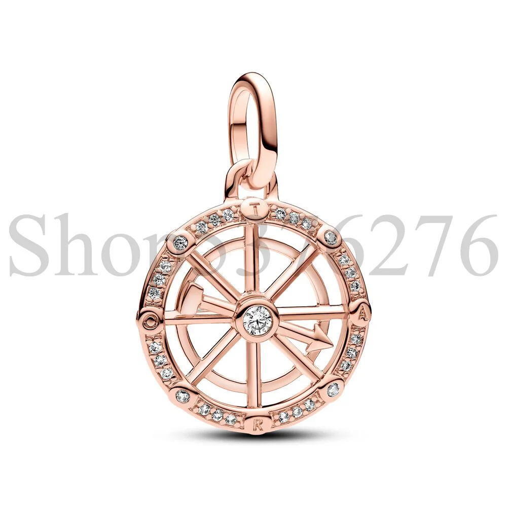 

925 Sterling Silver Bead Lucky Spade Hearts Rays Medallion Charm Fit Fashion Women Me Series Bracelet Necklace Gift DIY Jewelry