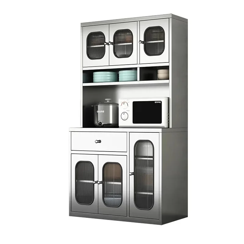 Dining locker, kitchen storage multi-layer cupboard, tempered glass door stainless steel