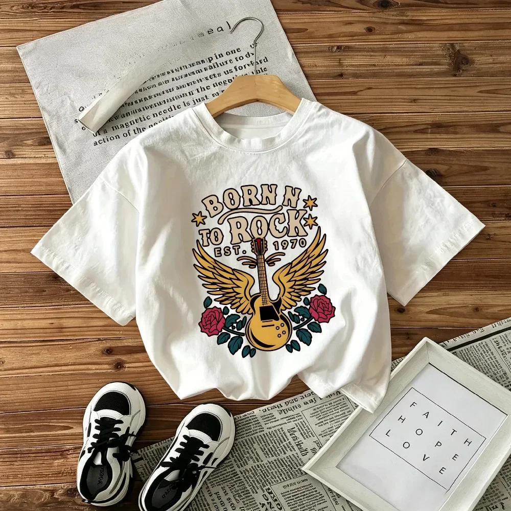Children's T-shirt Loose Comfortable Soft Skin Friendly Fashionable and Versatile Street Retro Printed Short Sleeved Shirt