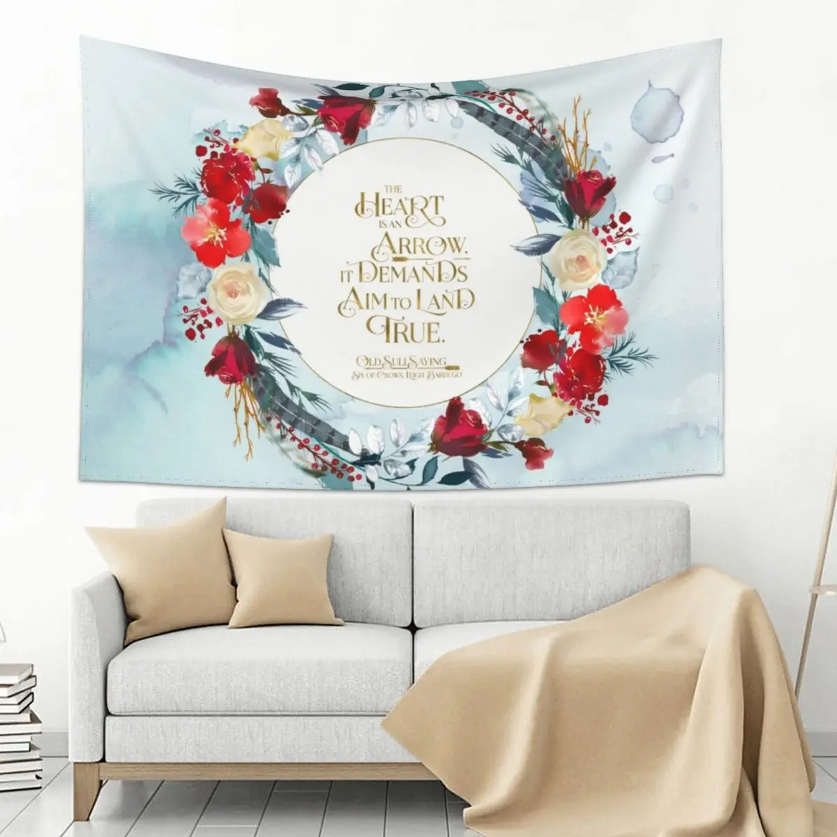 

The heart is an arrow... Six of Crows Quote Tapestry Decoration Wall Wall Decoration Tapestry
