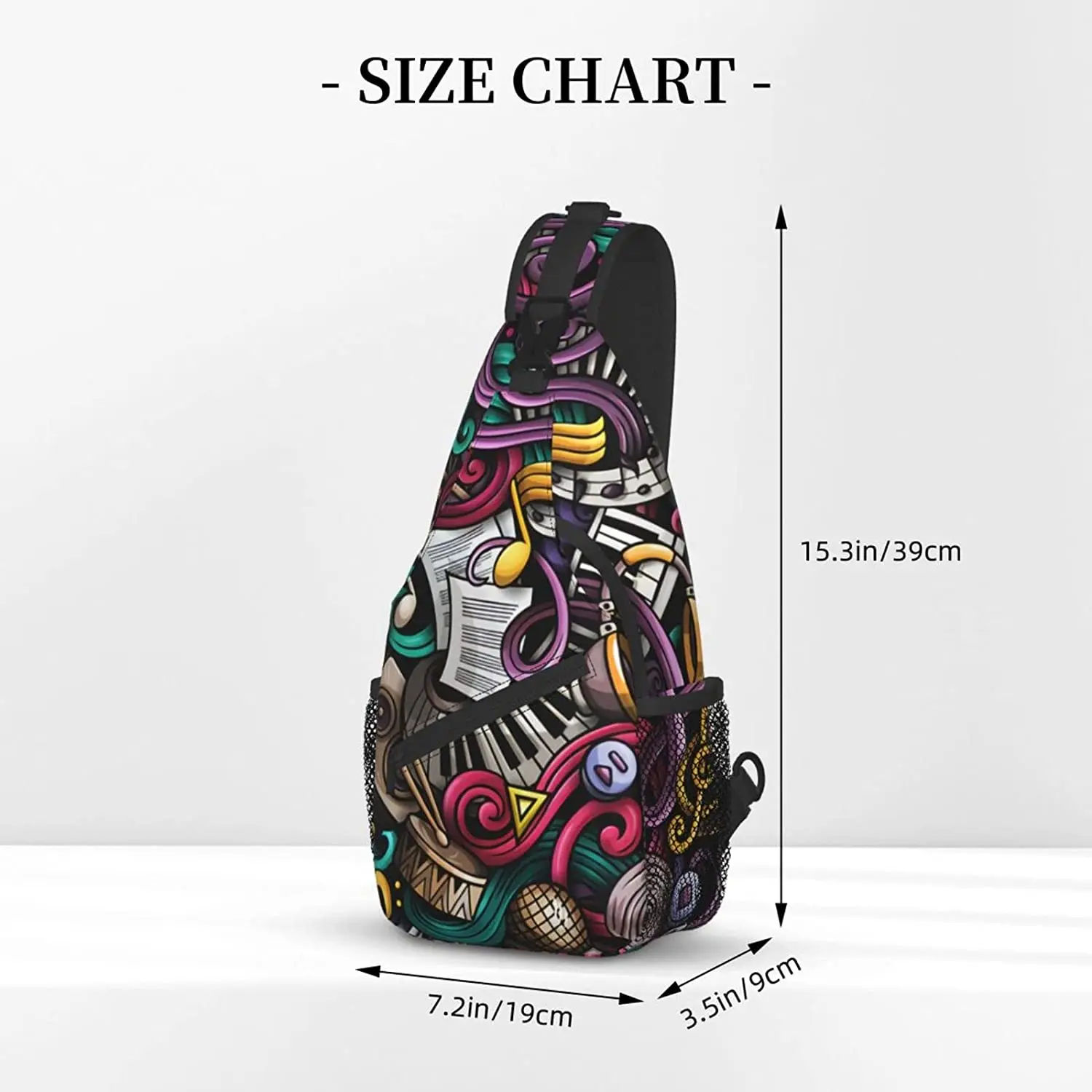 Music Hand Drawn Doodles Seamless Pattern Musical Sling Bag For Women Men Crossbody Shoulder Bags Casual Backpack Chest Bag