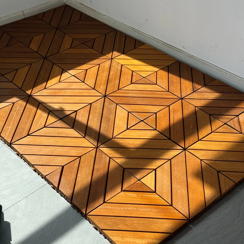 بلاط خارجي من خشب الساج ، مقاوم للماء والتتعفن ، سهل التركيب للحديقة والشرفة ، 11 روض