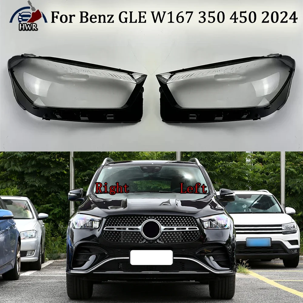 

For Benz GLE W167 350 450 2024 Transparent Headlamp Cover Headlight Mask Lampshade Lamp Shell Plexiglass Replace Original Lens