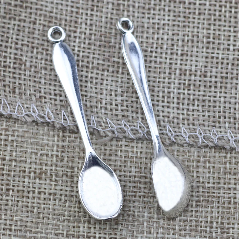 10pcs/lot 11*55mm Retro Alloy Spoon Charms For Making Cute Earrings Pendants Necklaces DIY Keychains Jewelry Finding