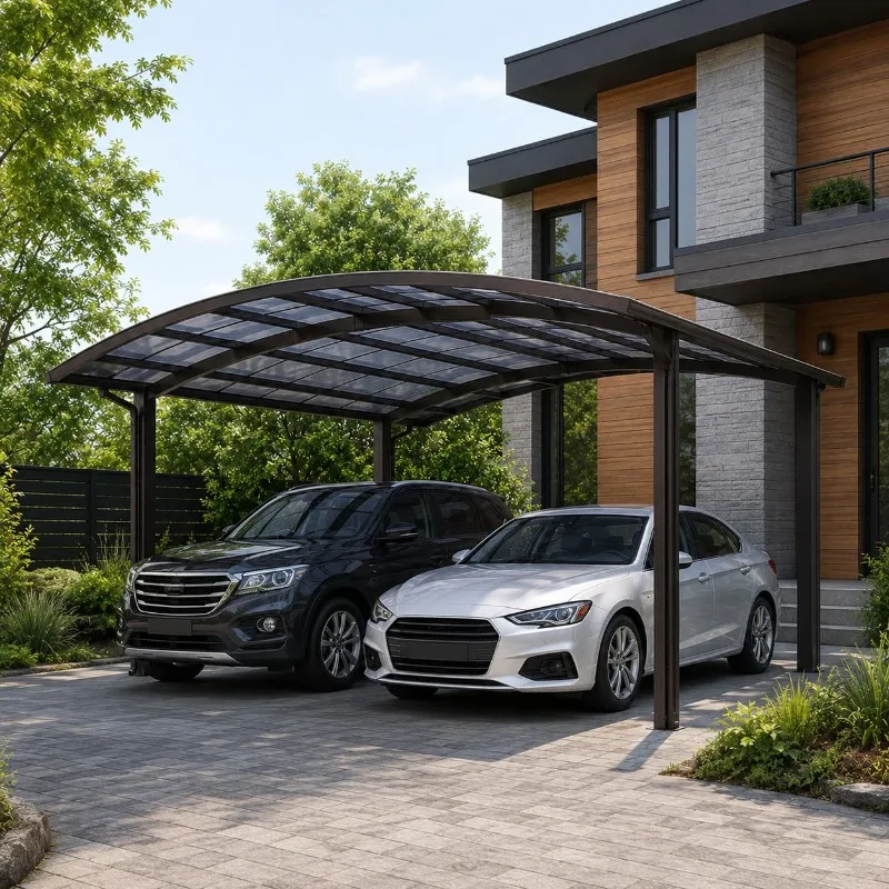 Fixed Steel Frame Outdoor Villa Garden Auto Shelter Customized Gazebo Parking Shade Awning Home Yard Parking Canopy