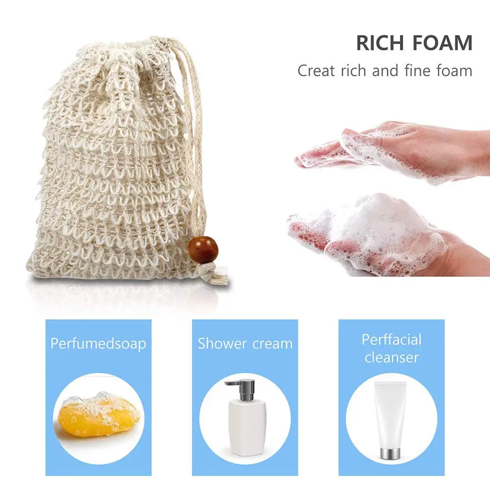 

1pcs Soap Exfoliating Bag, Natural Soap Saver Hand Made Sisal Mesh Soap Bag Bar Soap Bag with Drawstring for Bath & Shower Use