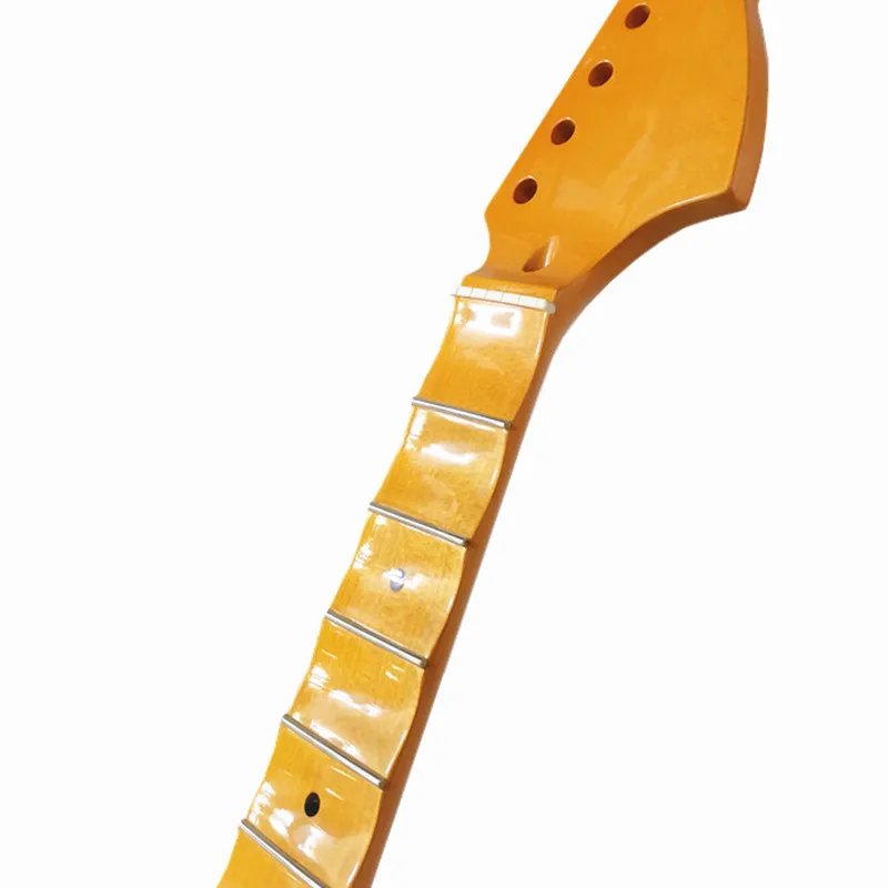 22-Bund E-Gitarrenhals mit konkavem Griffbrett und gelben Inlay-Punkten – Großhandel für Gitarrenzubehör und Musikinstrumententeile – Detail 3