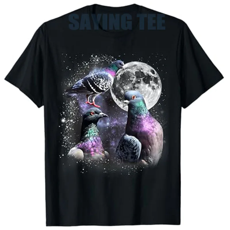 

Funny Three Pigeon Moon Weird Cursed Meme 3 Pigeon Silly T-Shirt Humor Y2k Design Sarcastic Saying Tee Novelty Gift Streetwear