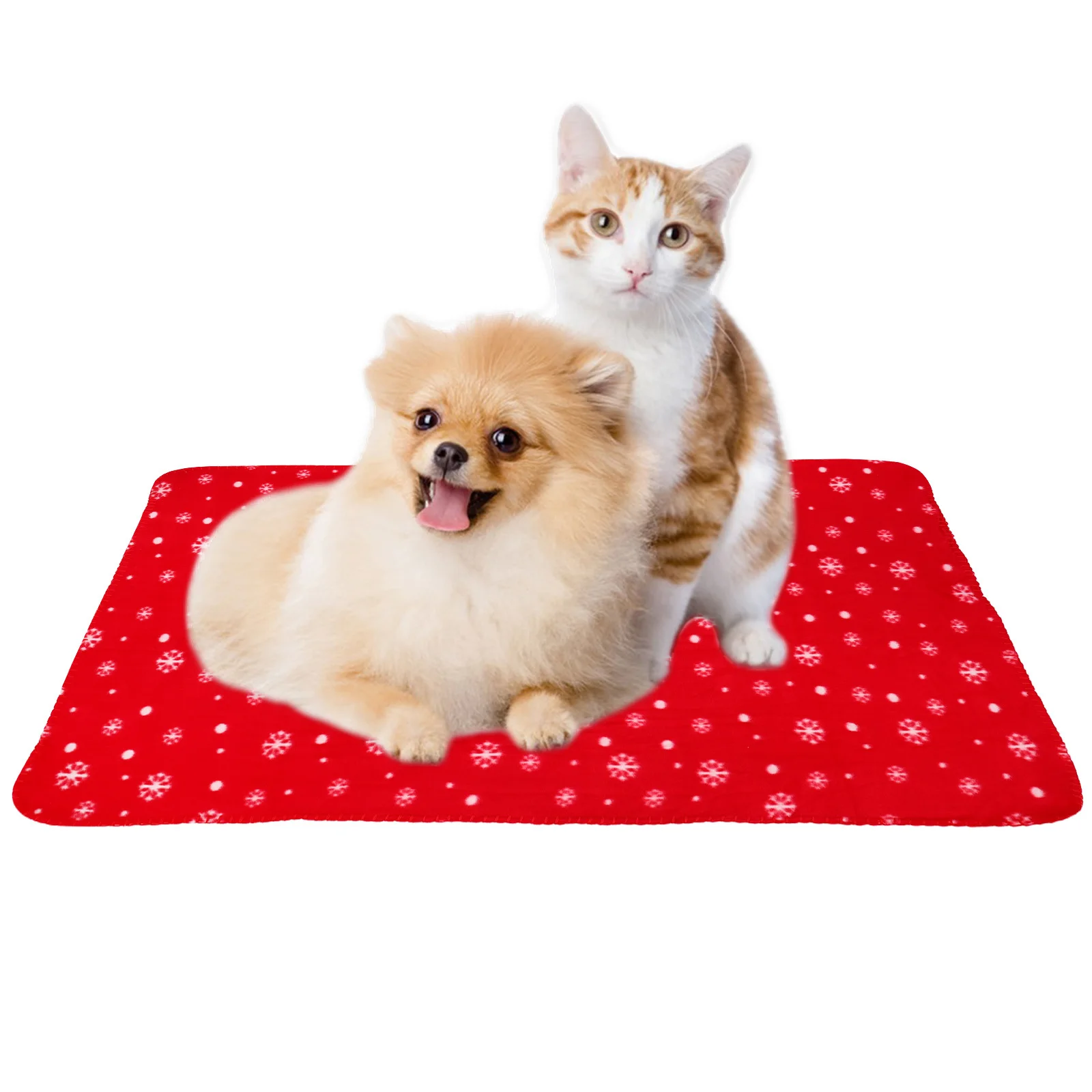 

2Pcs Christmas Pet Mat Soft Fabric Dog Cat Bed Pad Comfortable Sleeping Blanket Sofa Mat for Puppy Home Travel