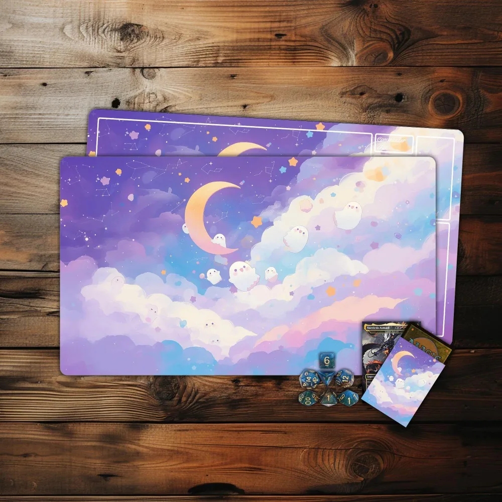 CCG Playmat,Kawaii Cute Ghosts TCG Playmat,Trading Card Game Accessories,Table Top Gaming,PC Game Accessory,Gifts for Gamers