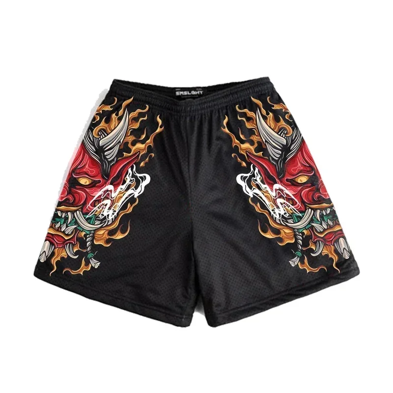 

Anime Shorts Men Japanese Style Gym Shorts Summer Y2k Beach Casual Fashion Running Short Pants Quick Dry Workout Mesh Sweatpants