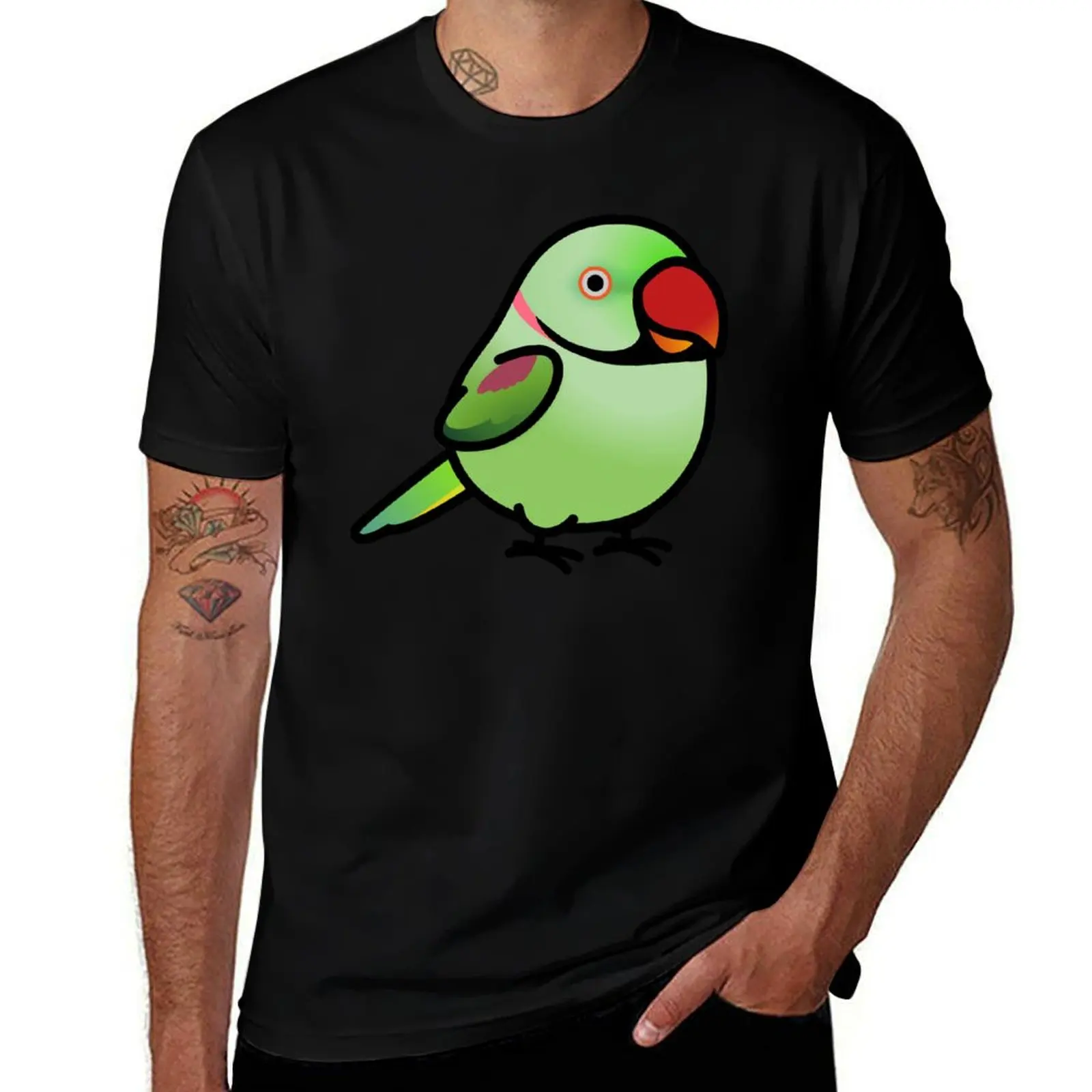 Camiseta Chubby Alexandrine Parakeet para hombre, camiseta informal de moda urbana