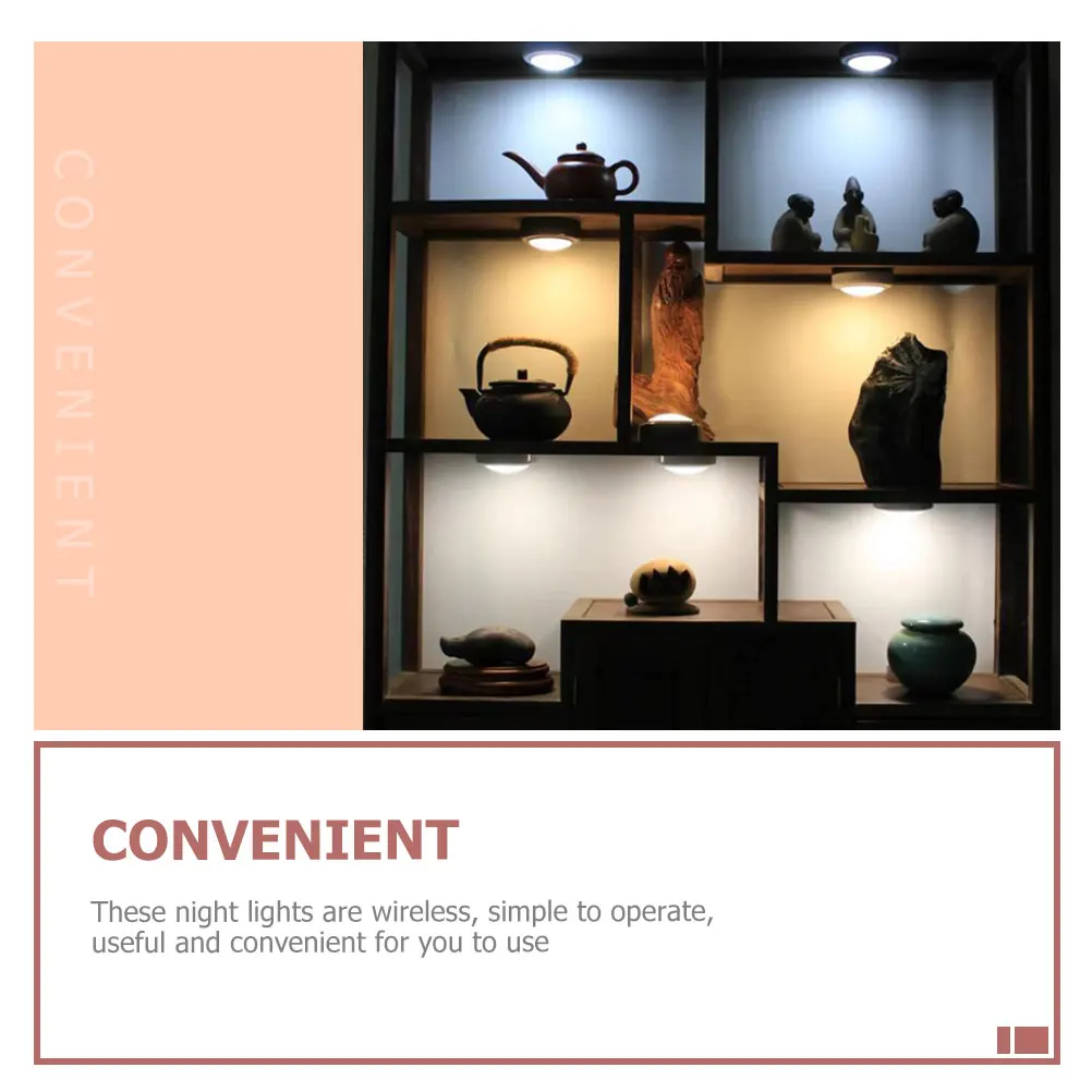 4 Pcs Touch Night Light Regulável Led Tap Portátil Mini Controle Abs Sem Fio Pequeno