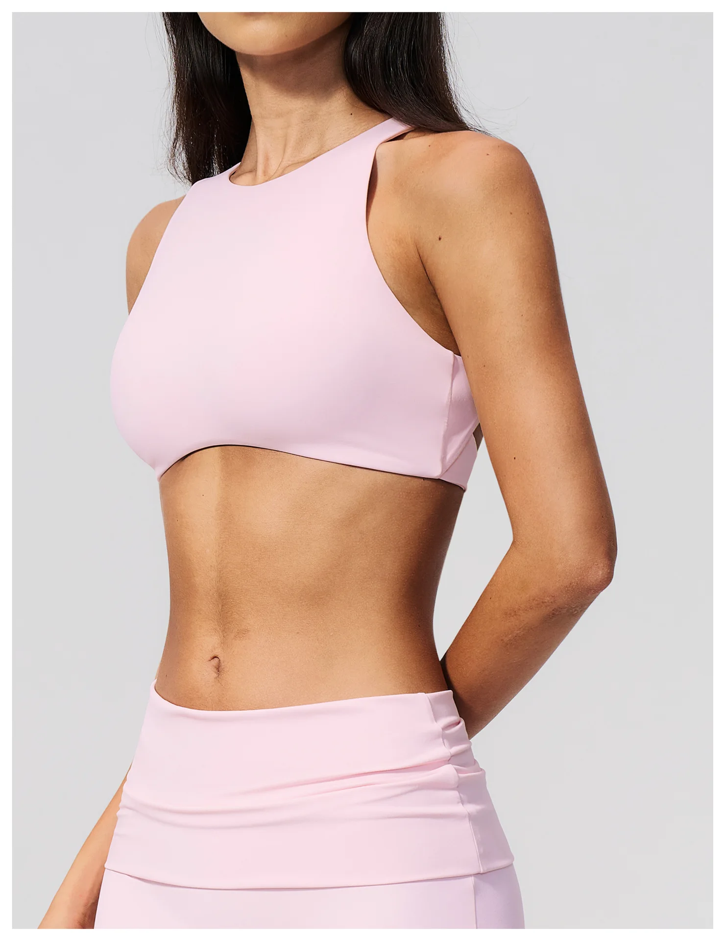 Damen Sport-BH mit Rückenausschnitt, Stoßdämpfend, Push-Up, Schnelltrocknend, Einfarbig, für Fitness, Laufen und Yoga – Detail 21