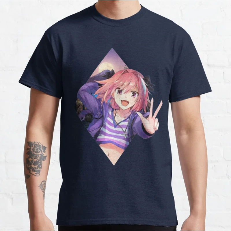 kawaii Astolfo Cute Anime video game Fate Short-sleeve crewneck T-shirt large size Adult Tops S-6xl