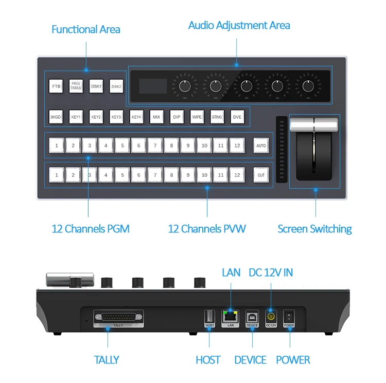 TYST TV-1800VB Video Switcher 12ช่องใช้งานร่วมกับ Vmix ซอฟต์แวร์