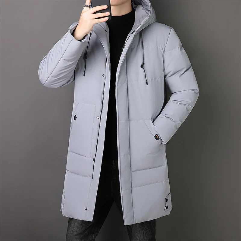 New Winter Hooded Parkas Men Thicken Warm Jacket Coat Mens Fashion Long Hooded Jacket Solid Color Winter Coat Plus Size M-8XL