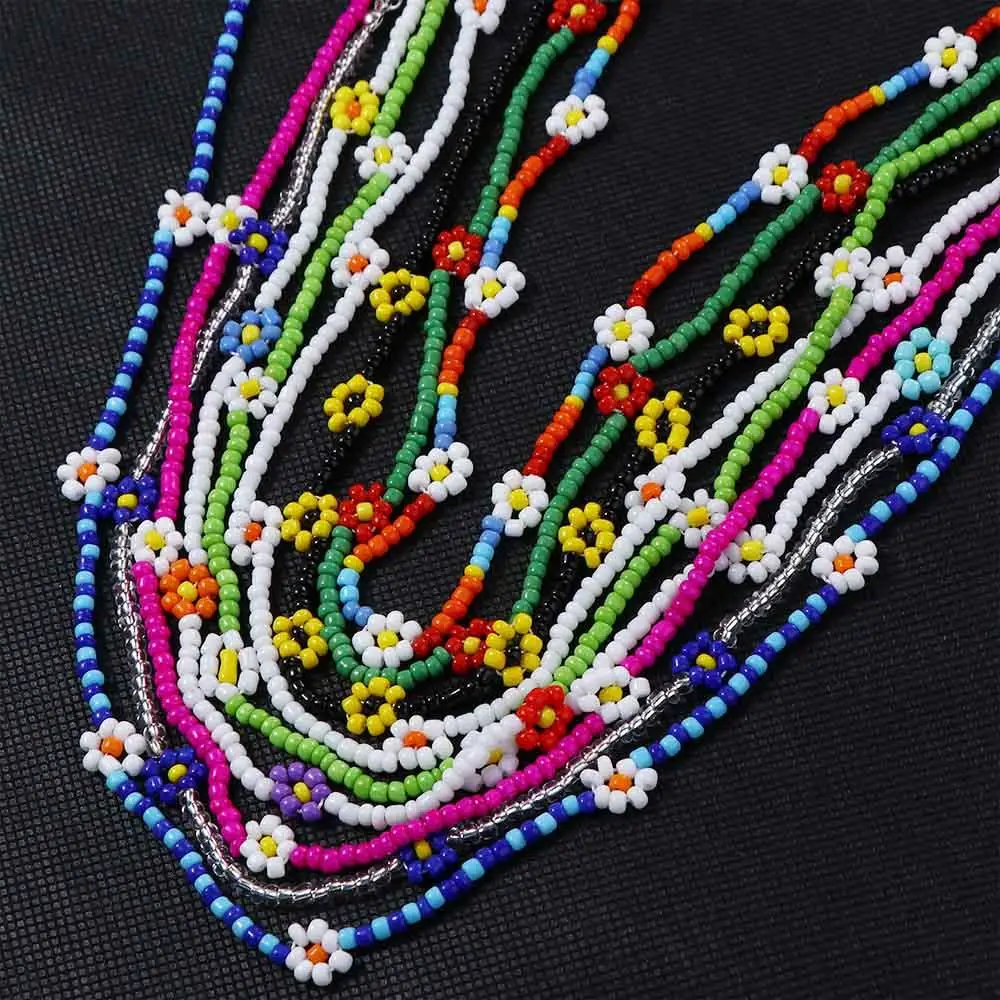 Koreanische handgefertigte Damen-Urlaubs-Halskette, hübsches Schmuckgeschenk, Schlüsselbein-Halskette, Blumen-Perlenkette, Boho-Choker, Damen-Halskette – Detail 8