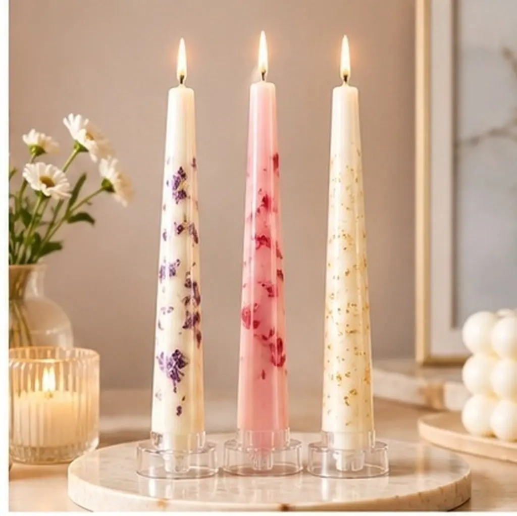 3Pcs Plastic Mold Taper Shape for DIY Crafting Handmade Decorative Candles Fine Workmanship Easy Demoulding