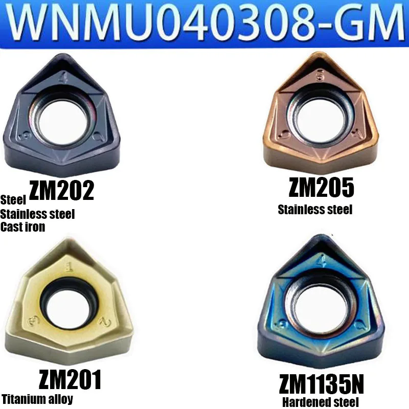 

HRC45-60 WNMU040308-GM WNMU 040308 GH 90° Carbide Inserts fast feed Milling Inserts Indexable Cutting Milling Tool For MFWN90