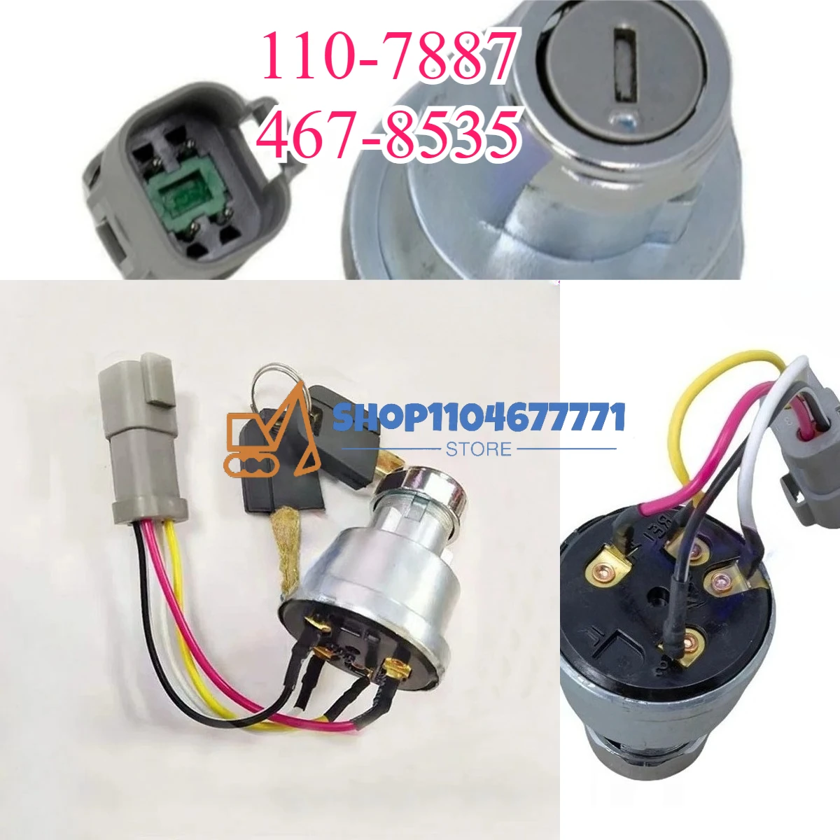 

Новый переключатель зажигания 110-7887 467-8535 1107887 4678535 для моделей 301.6C, 302.5C, 305, 306.5, 307.5, 307D, 308D, 938G, 962G, 966G, 972G, 515, 525