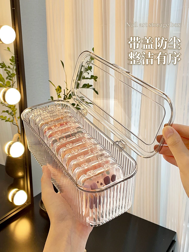 Wearable Nail Art Storage Box Transparent Dustproof Nail Sticker Storage Rack Large Capacity Acrylic Press-On Nail Display Box