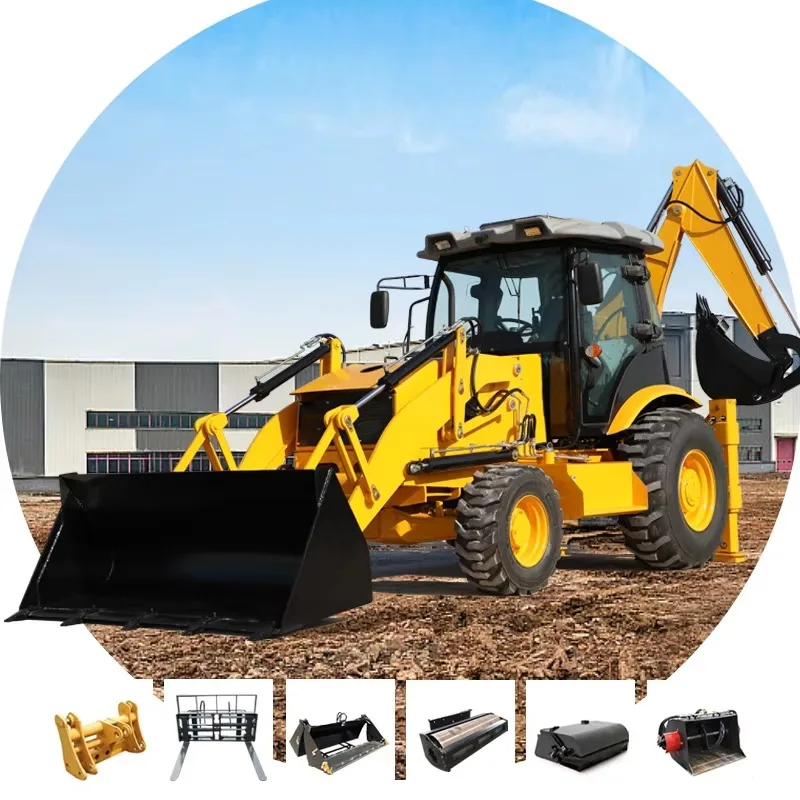 EPA CE Backhoe Loader 4WD Digger Tractor 8 Ton with Front Bucket Rear Digger for Large Infrastructure Project Use