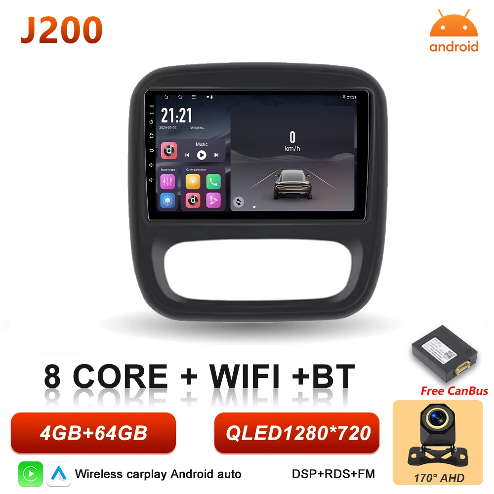 Auto radio Android 16 Carplay voor Renault Trafic 3 Opel Vivaro B 2014 2015 2016 2017 2018 - 2021 Multimedia speler stereo GPS BT