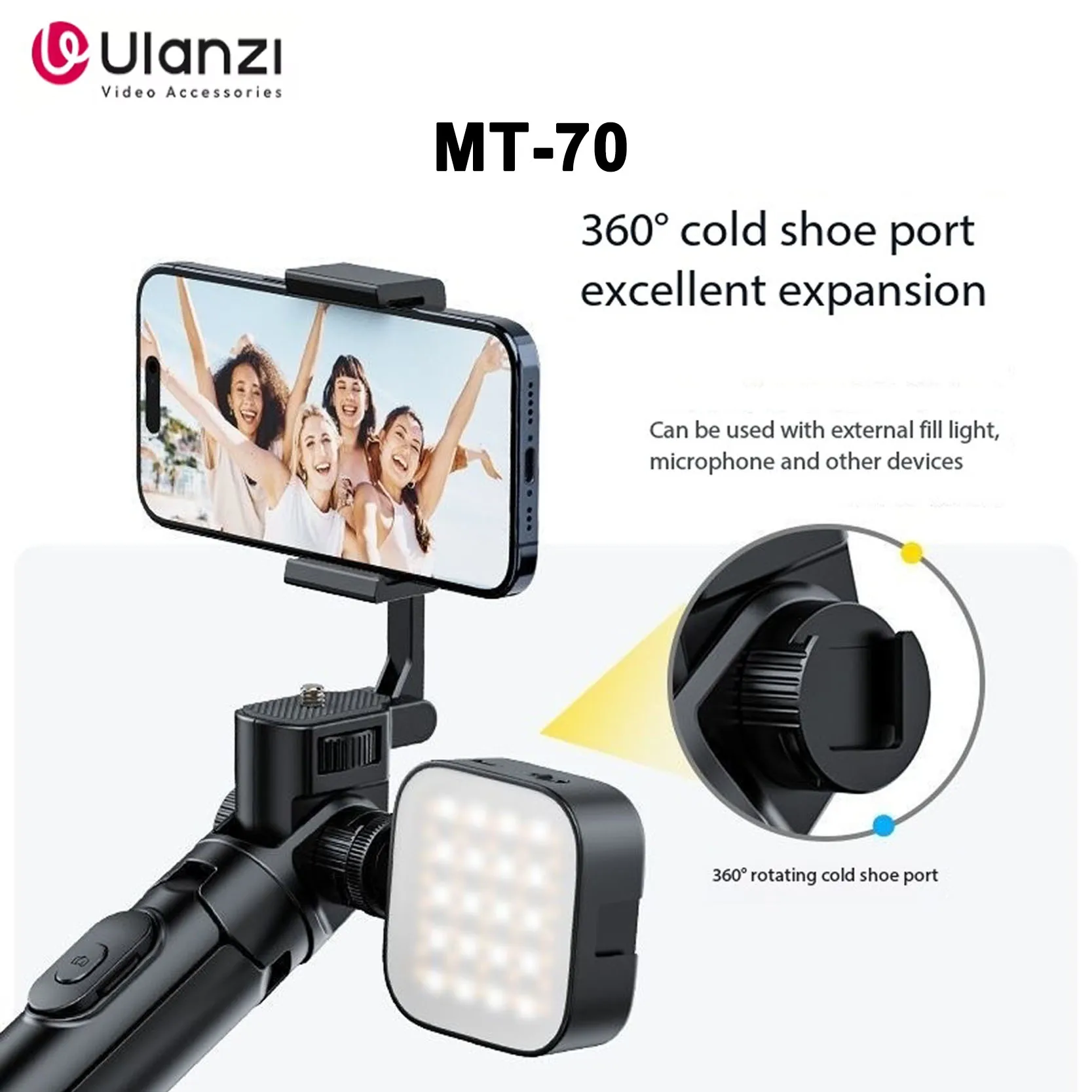 Limpiador ultrasónico de mano Original Ulanzi MT-70 limpiador sónico de alta frecuencia 120KHZ 300ML limpiador sónico con luz LED azul