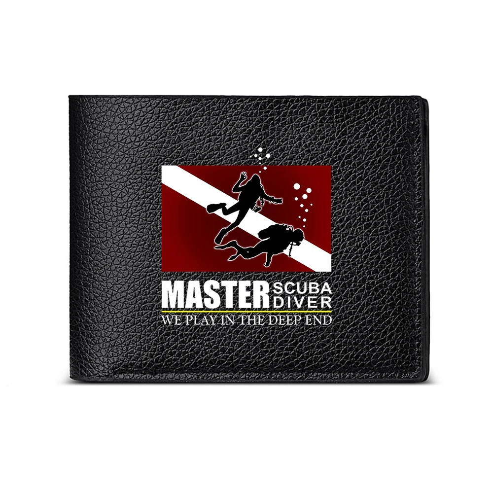 Master Scuba Diver We Play In The Deep End Men's Wallet With Diving Pattern Casual Business Fashion Design