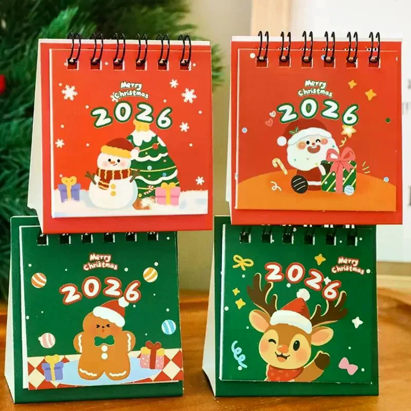 

2026 Mini Cartoon Desk Calendar Cute Christmas Calendar Portable Pocket Calendar Schedule Desktop Decoration Christmas Gifts