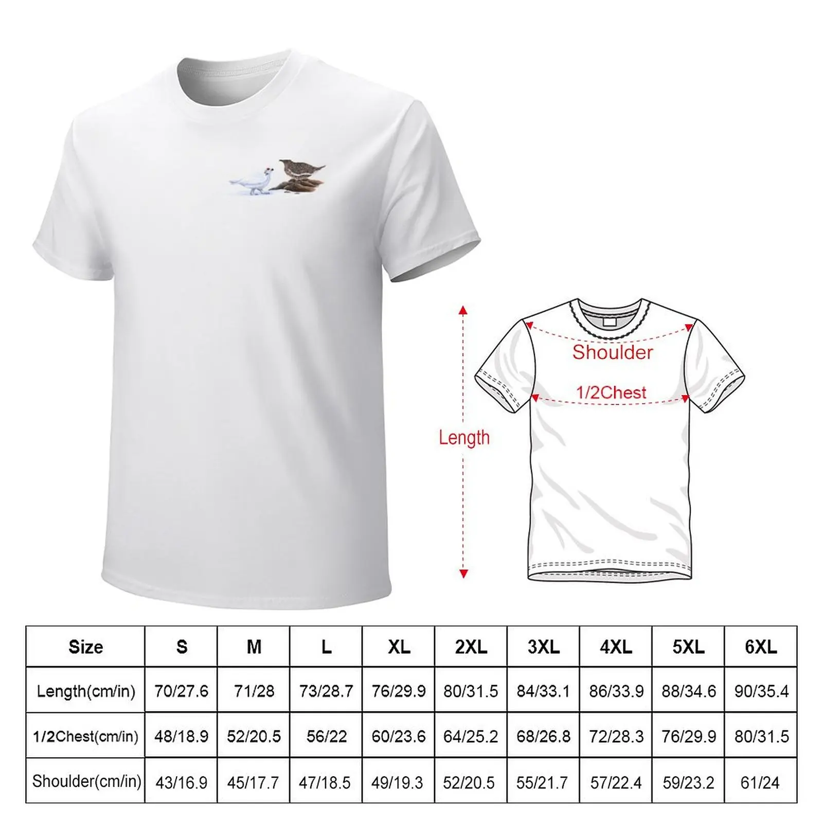 Ptarmigan T-shirt customs design your own vintage clothes summer tops mens big and tall t shirts