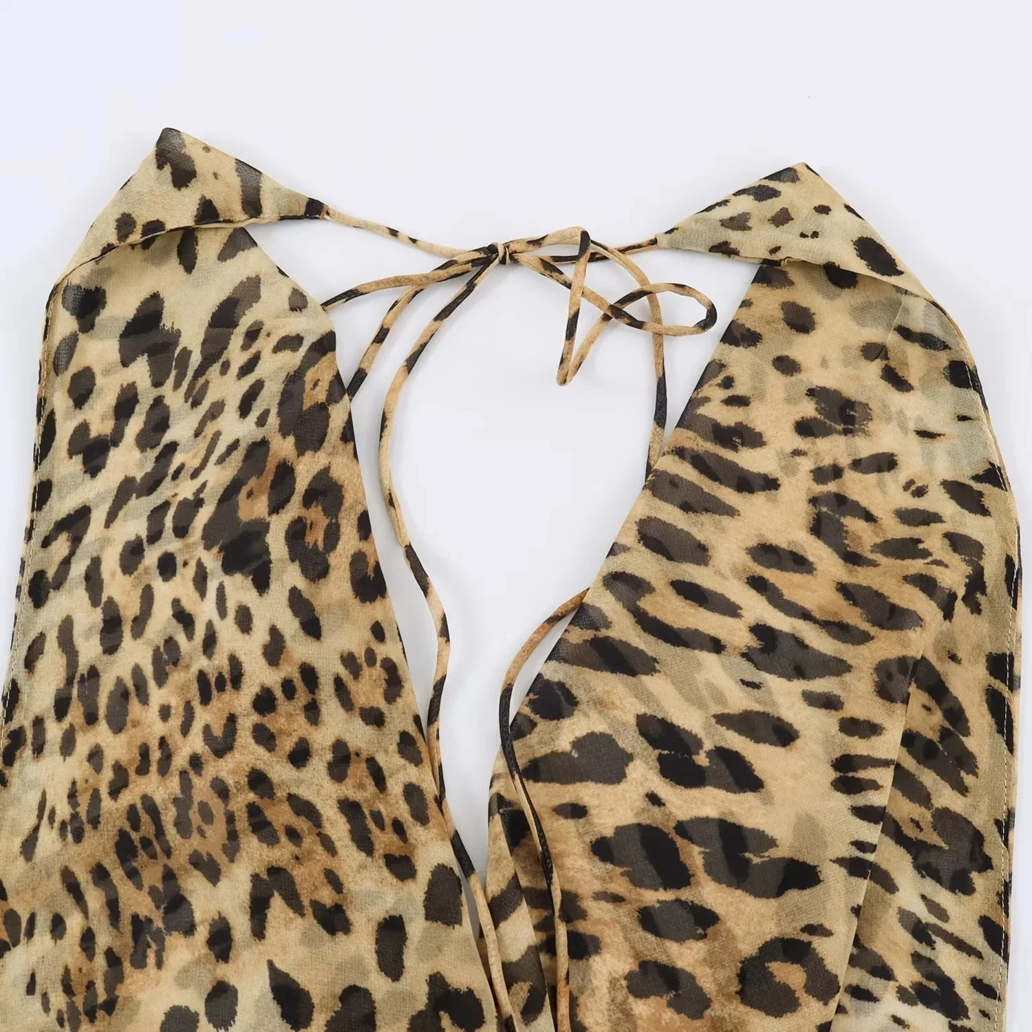 KONDALA Damen Sexy Urlaubs-Leoparden-Rückenfreies Langes Kleid 2026 Sommer Trendiges Strandparty-Neckholder-Kleid Elegantes Schwingendes Neck-Kleid – Detail 8