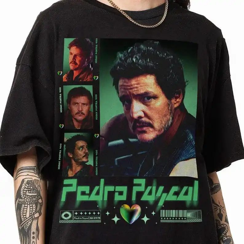 90s Retro Pedro Pascal Bootleg T-Shirt, Vintage Pedro Pascal Sweater, Tribute Celebrity Graphic Tee