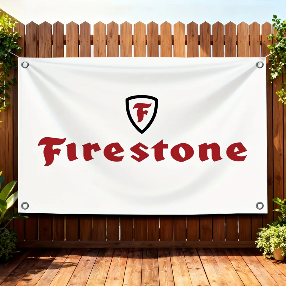 1pc F-Firestones Car Additions Hanging Banner, 3x5/4x6Ft Polyester Fabric, 4-Hole Design for Home, Garage, Bar, Auto Repair Chai