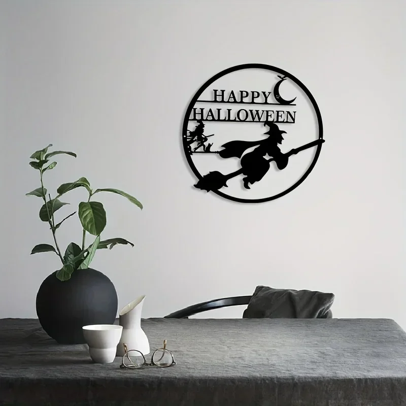 metal iron Metal Home Decor Halloween Witch Pattern Boys Girls Wall Decor Room Kindergarten Livingroom Nursery Bedroom Decor Sti